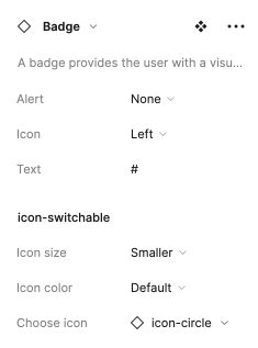 Preview of various configurable properties within a Figma component