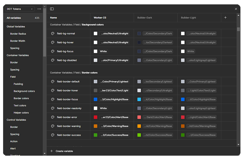 Design system variables within Figma